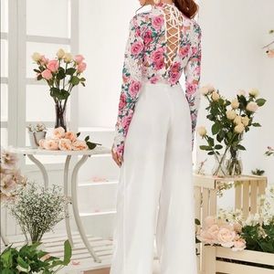 Lace-Up Back Guipure Lace Amd pants